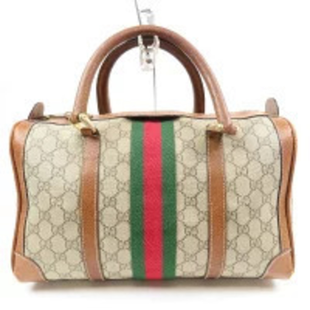 Gucci brown GG bag handbag Sherry leather Boston Brown